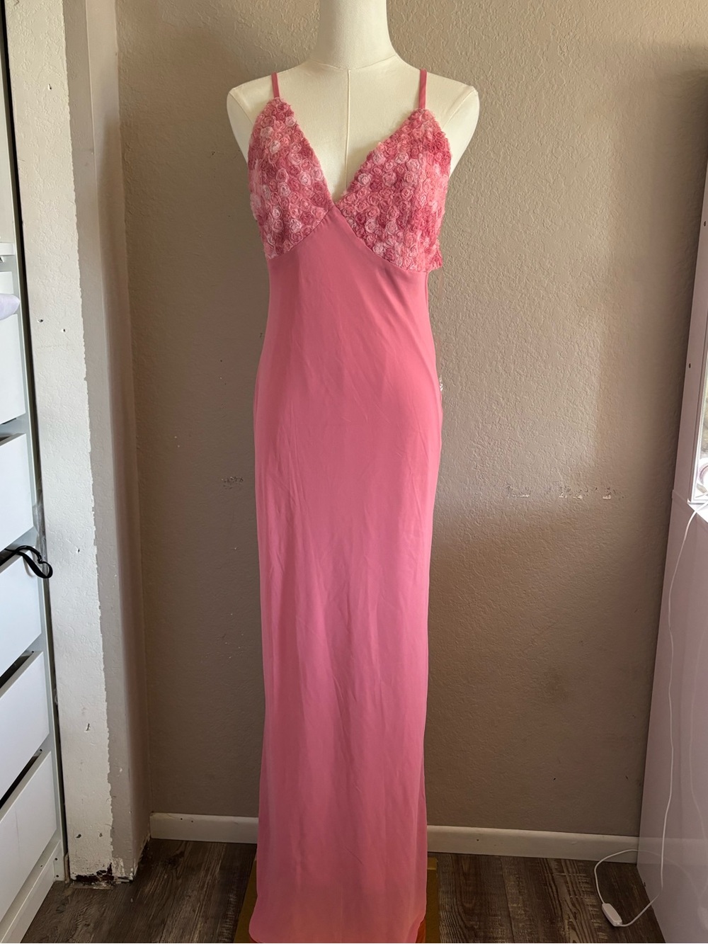 Women’s Pink Lace-Trim Chemise Nightgown